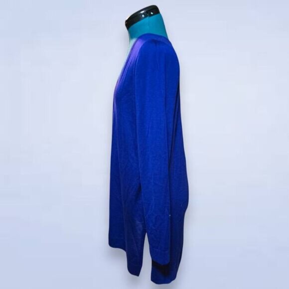 Akris Punto Vibrant Blue Long Sleeve Sweater Back Zipper Accent - Size Large‎ - Picture 2 of 7